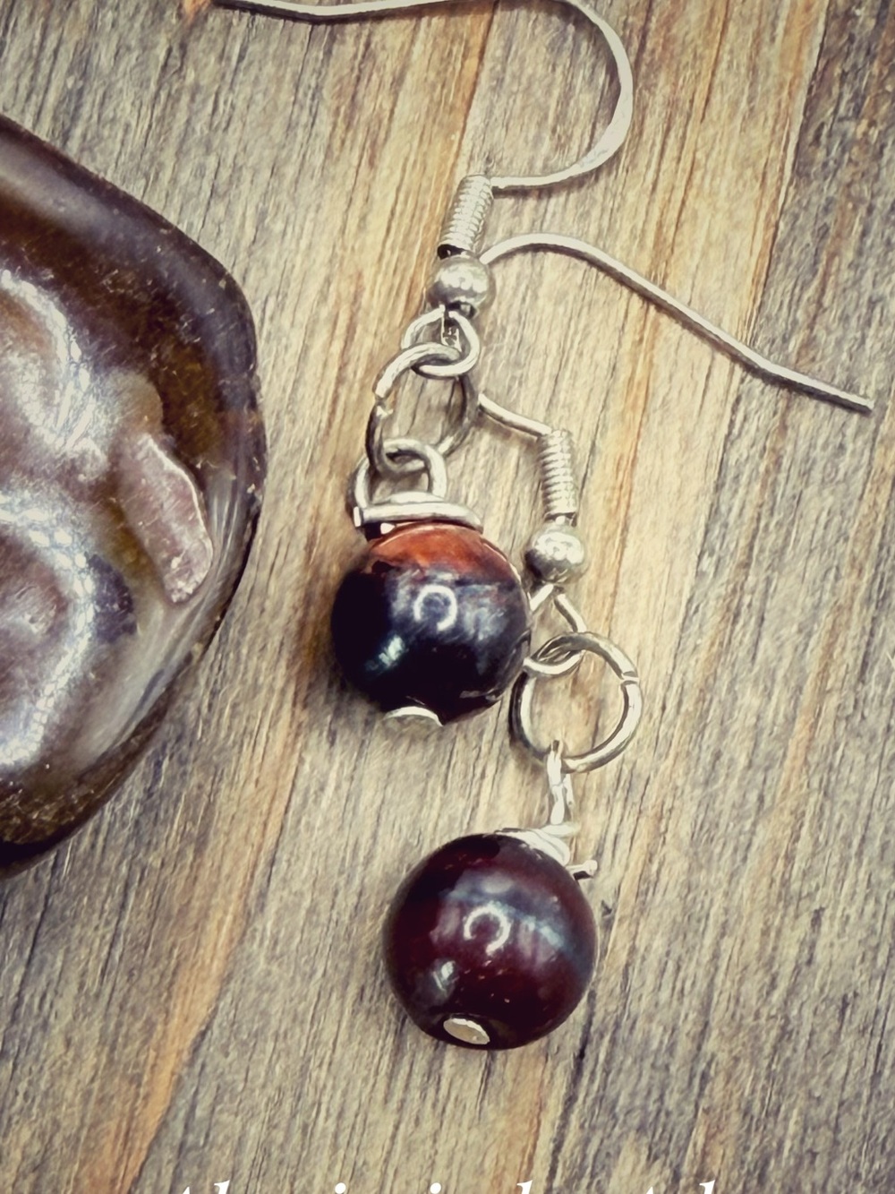 Handcrafted Dark Brown Tiger’s Eye Drop Earrings - Women Jewelry